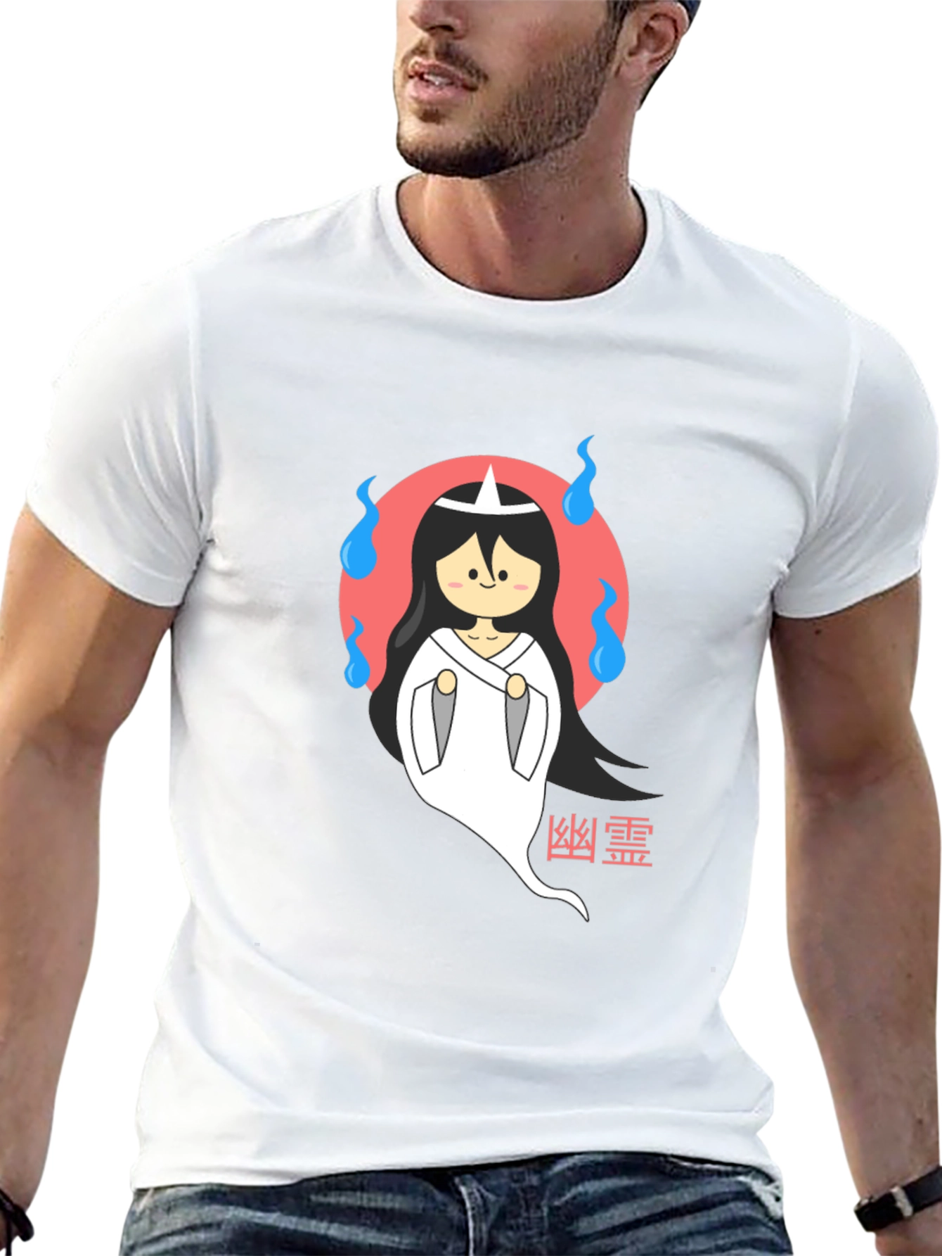 Cute Japanese Ghost T-Shirt - Black