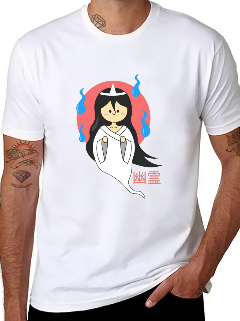 Cute Japanese Ghost T-Shirt - Black