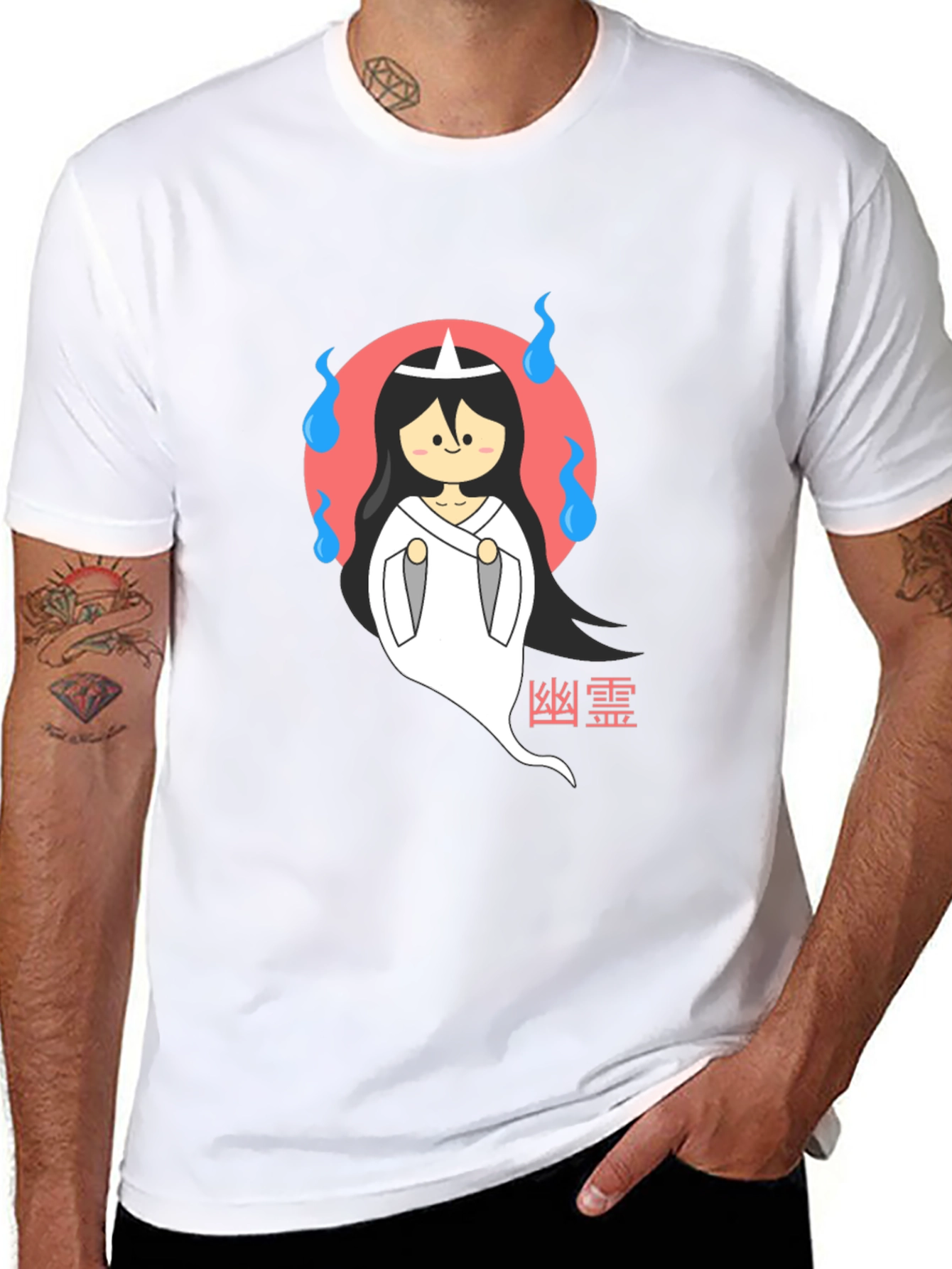 Cute Japanese Ghost T-Shirt - Black