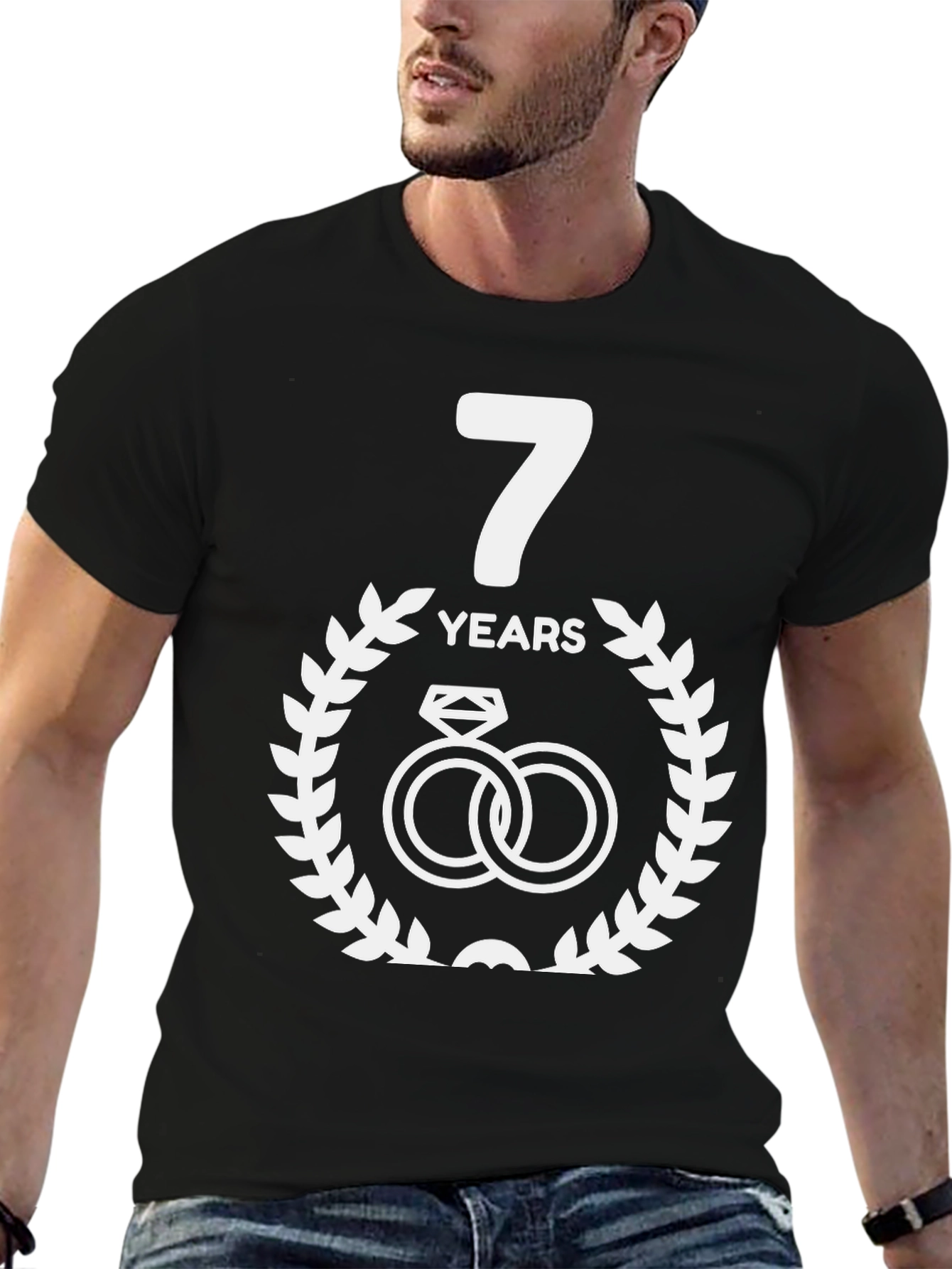 7th Anniversary T-Shirt - Couple Wedding Rings