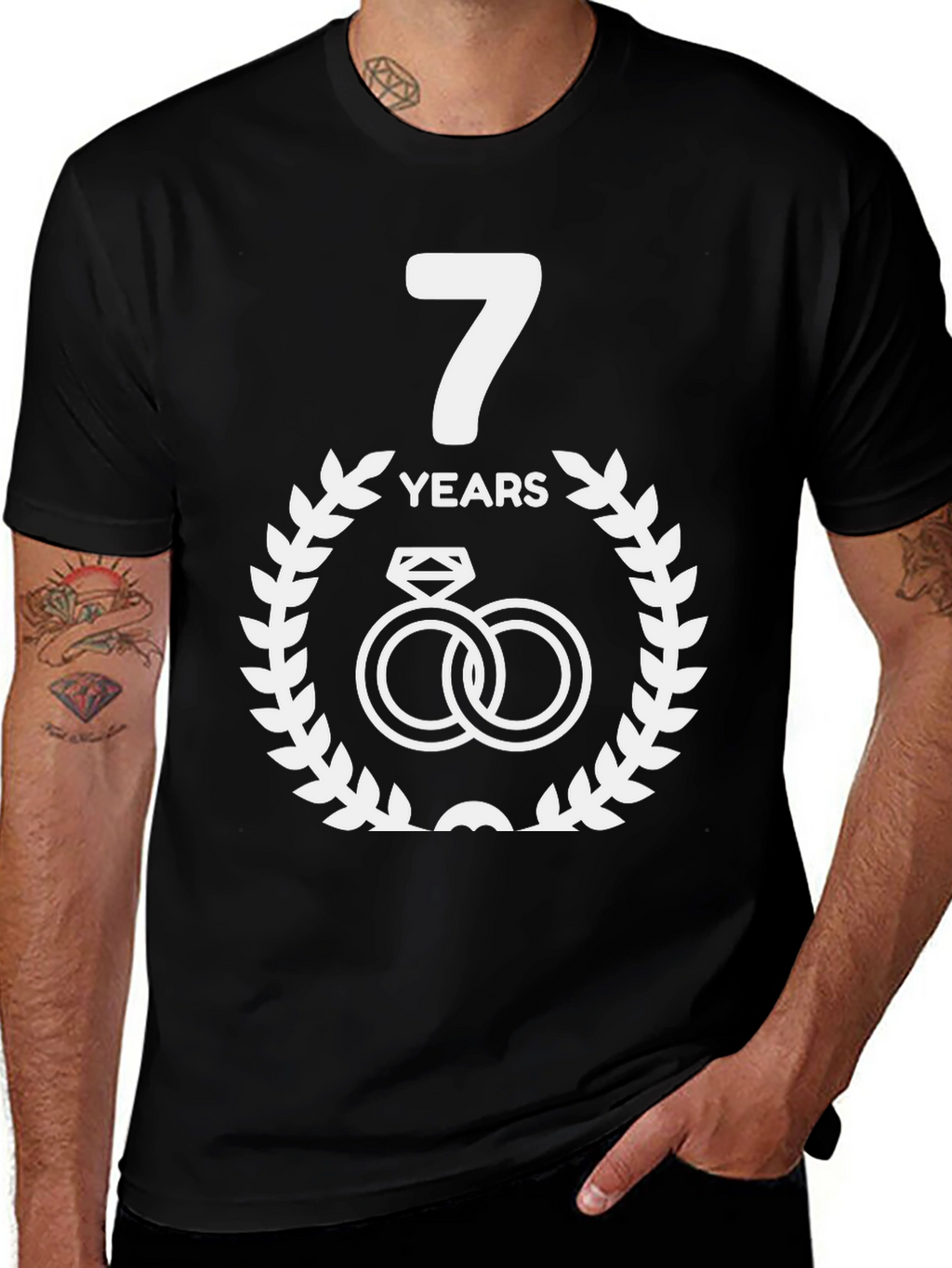 7th Anniversary T-Shirt - Couple Wedding Rings