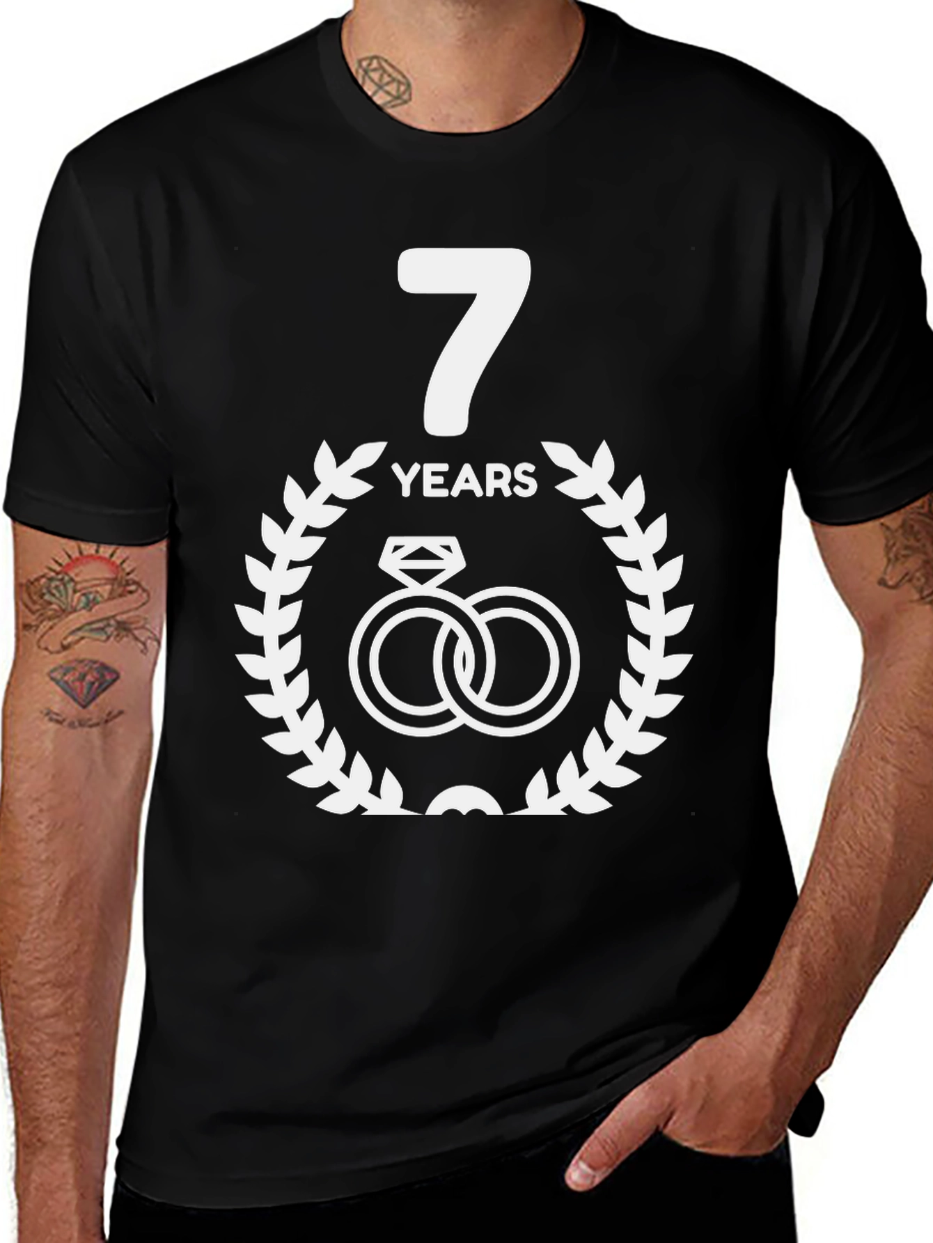 7th Anniversary T-Shirt - Couple Wedding Rings