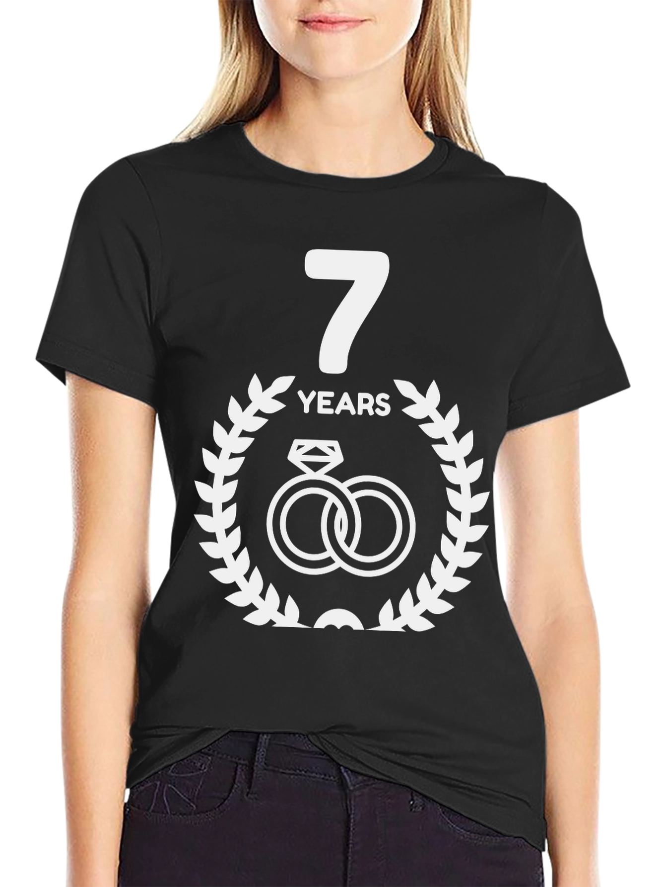 7th Anniversary T-Shirt - Couple Wedding Rings