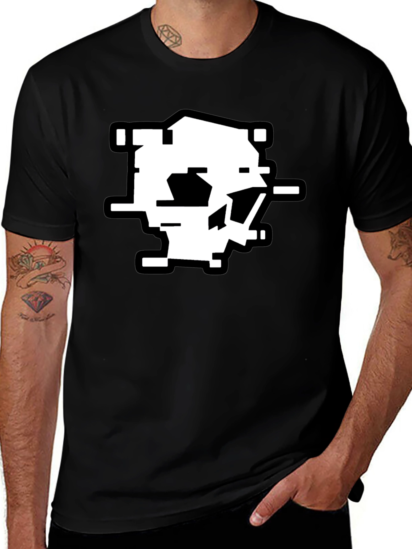 Abstract Glitch Art T-Shirt - Modern Pixel Design