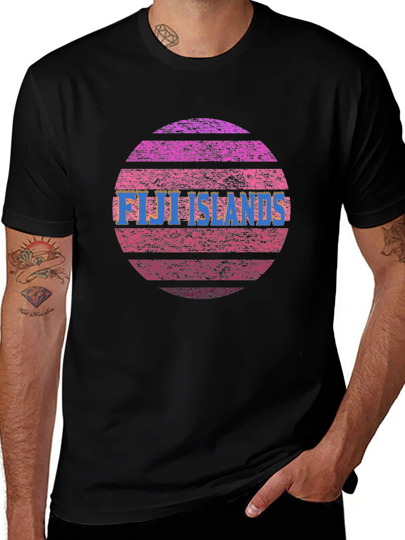 Fiji Islands Sunset Graphic Tee - Retro Style