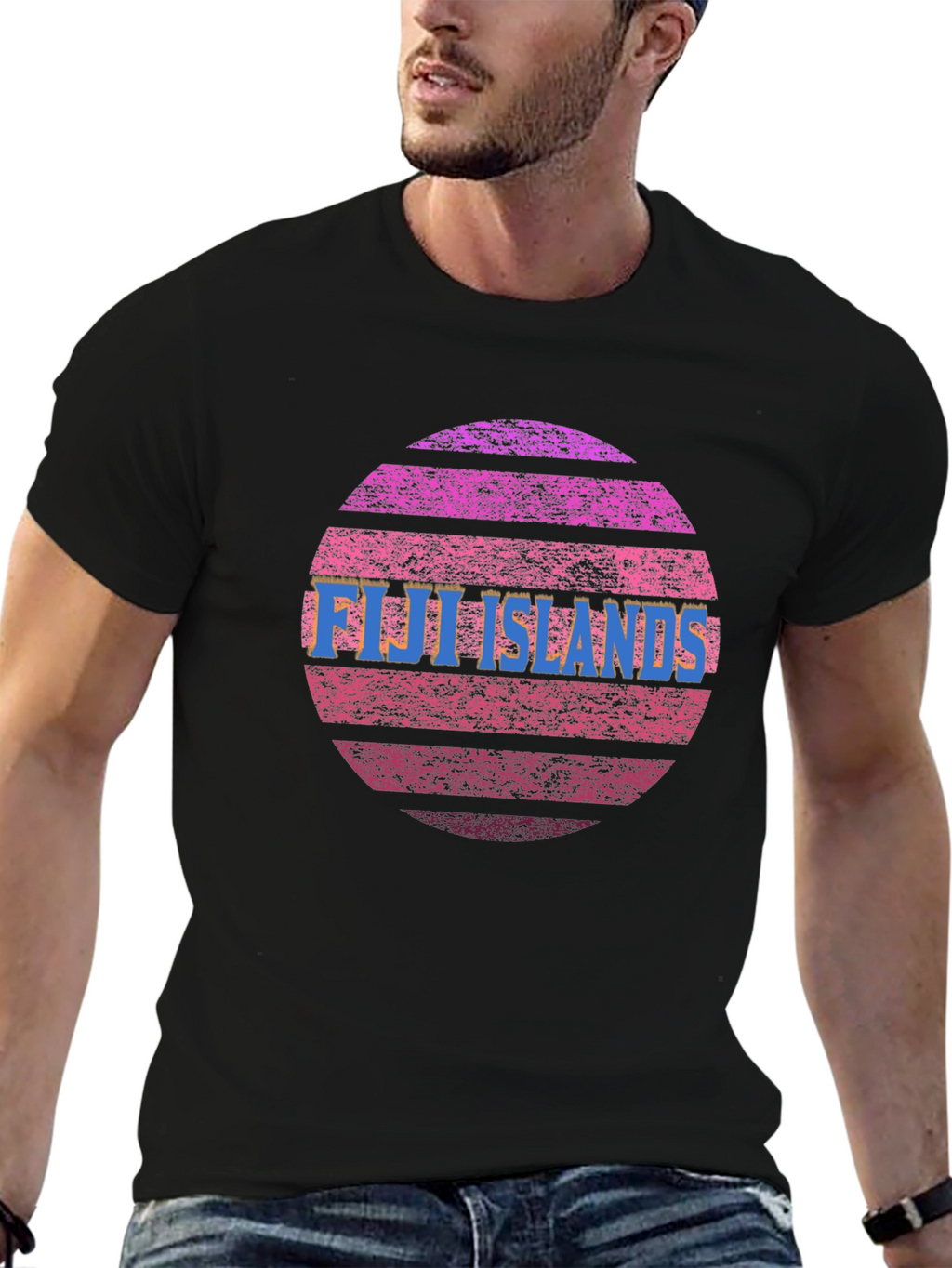 Fiji Islands Sunset Graphic Tee - Retro Style