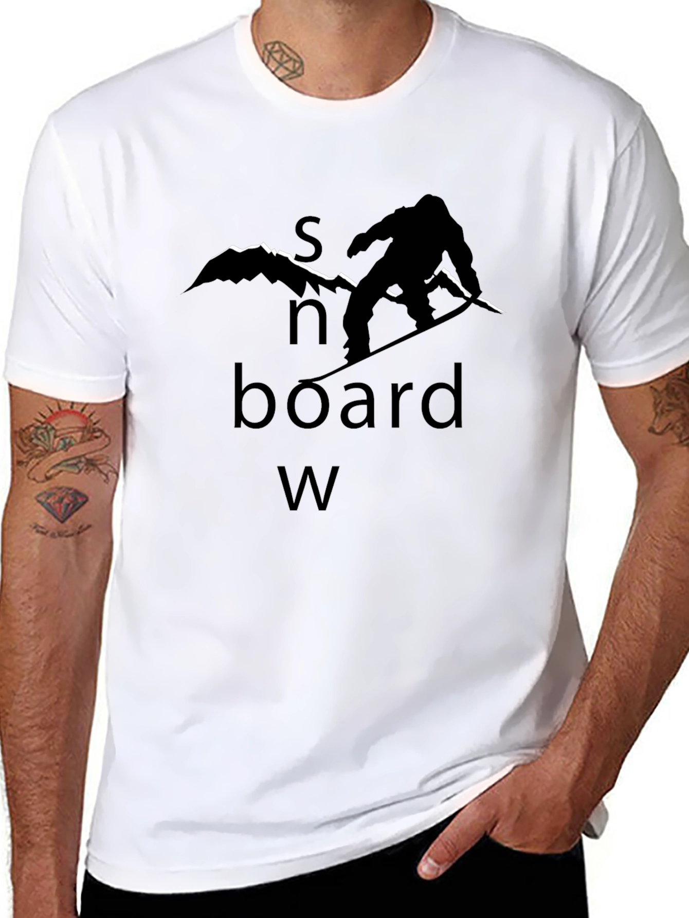 Snowboard Graphic Tee - Black Cotton T-Shirt