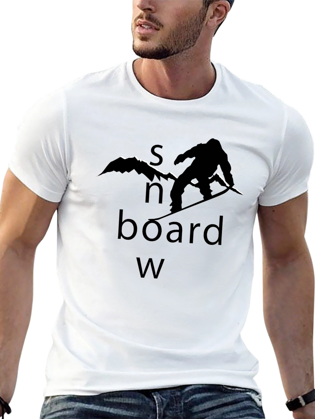 Snowboard Graphic Tee - Black Cotton T-Shirt