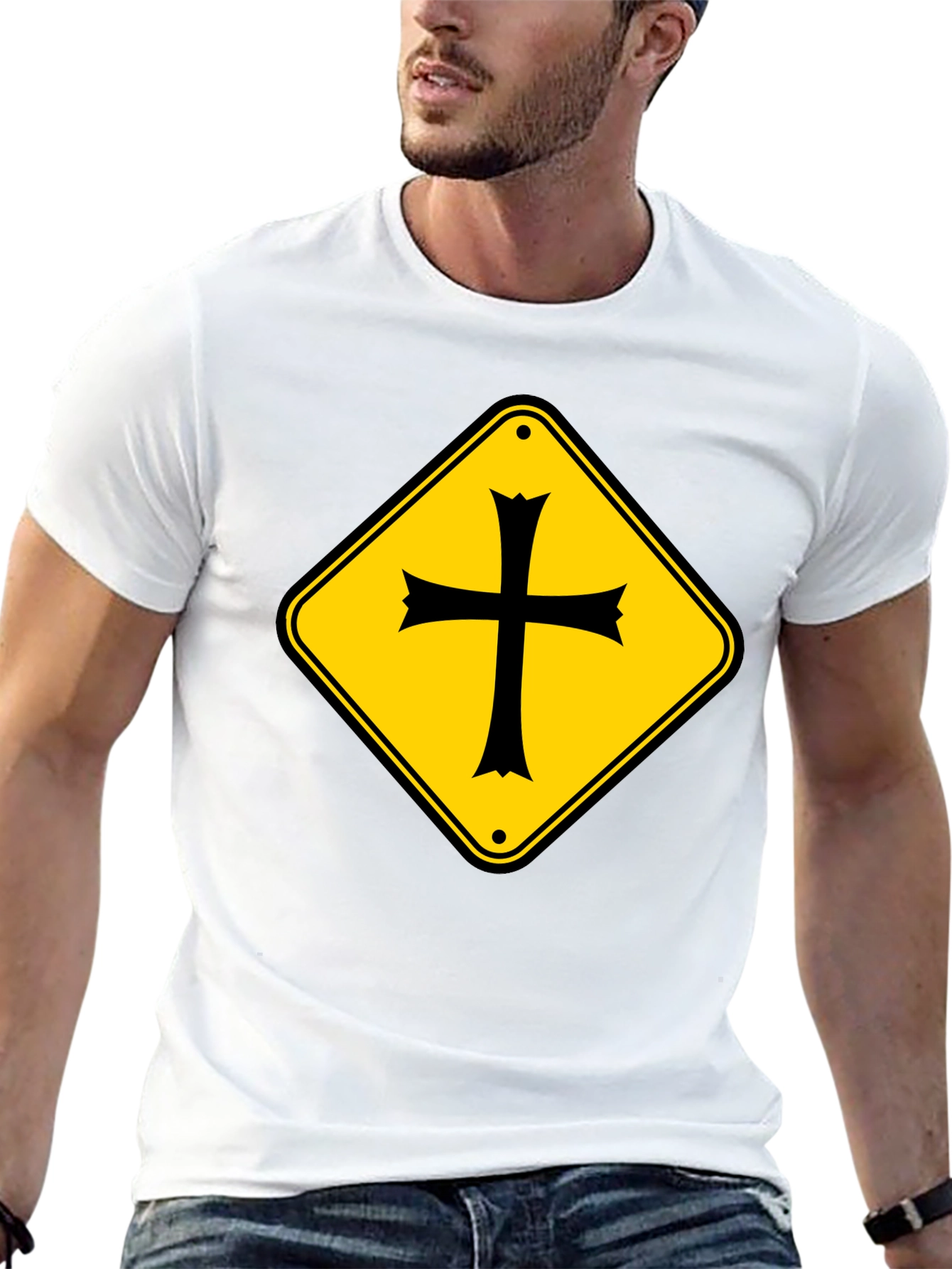 Crossroad Sign T-Shirt - Black Cotton Tee