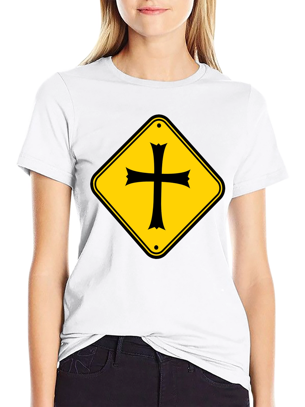 Crossroad Sign T-Shirt - Black Cotton Tee