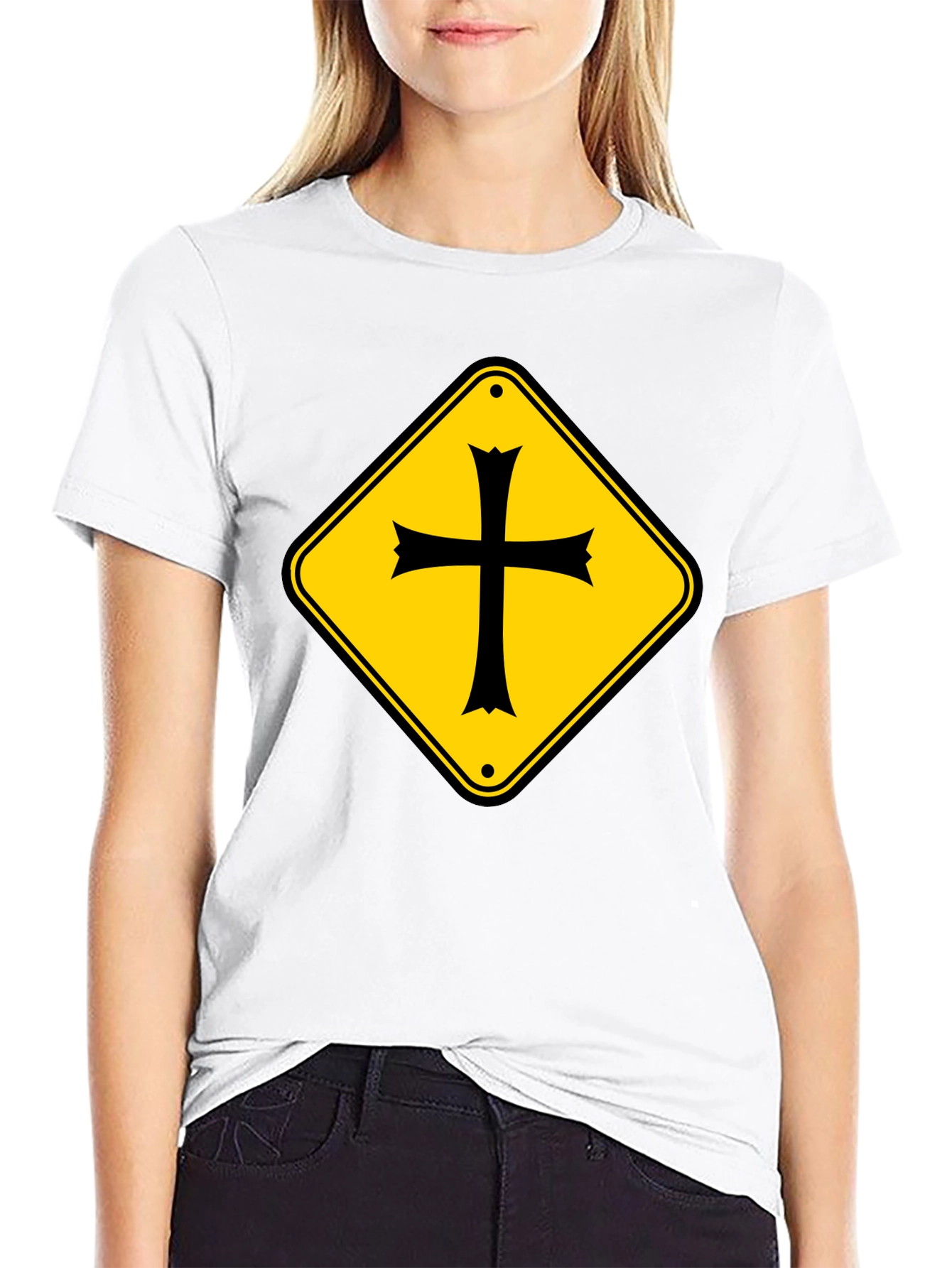 Crossroad Sign T-Shirt - Black Cotton Tee