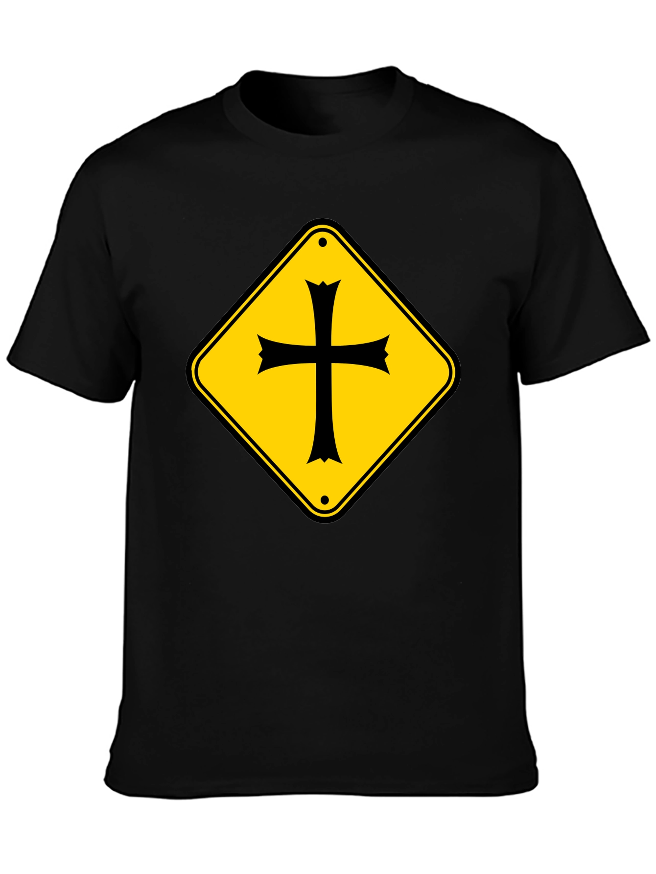 Crossroad Sign T-Shirt - Black Cotton Tee