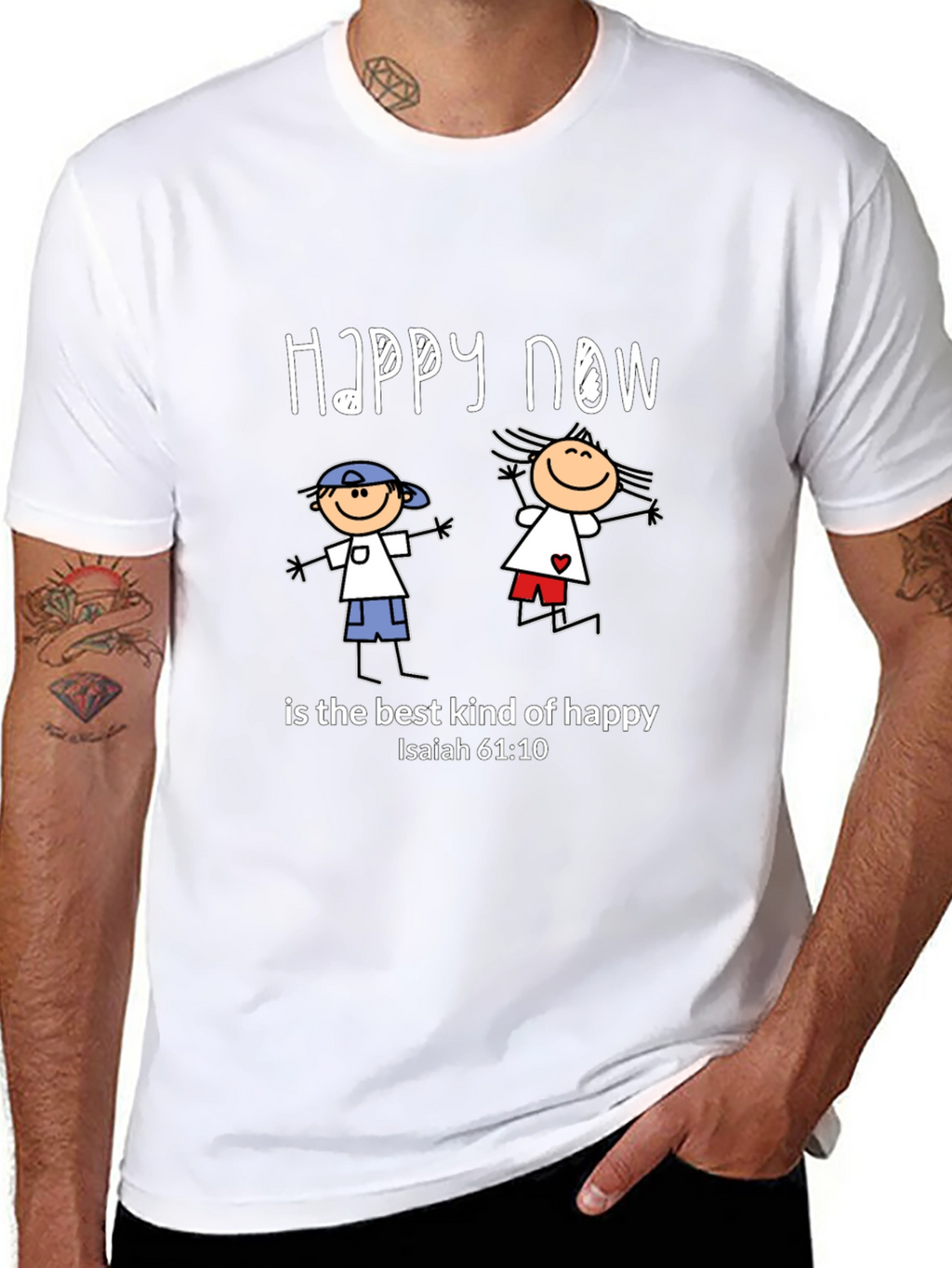 Happy Now Christian T-Shirt Isaiah 61:10 Black