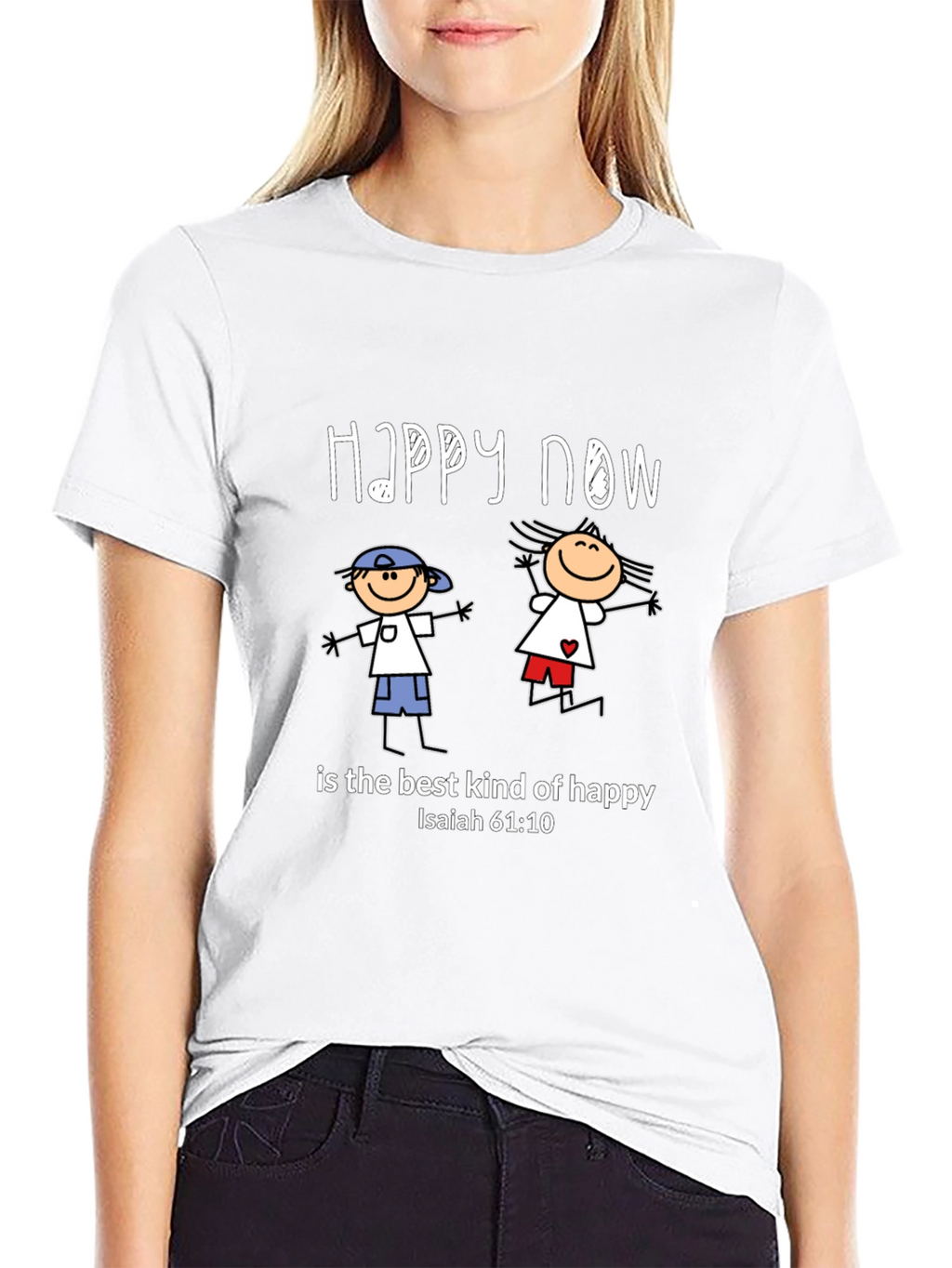 Happy Now Christian T-Shirt Isaiah 61:10 Black