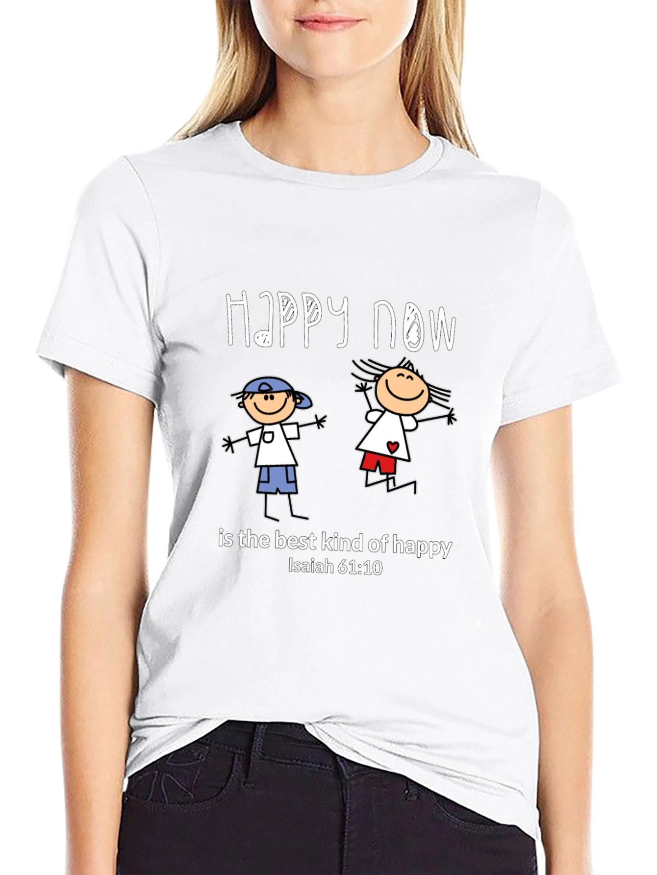 Happy Now Christian T-Shirt Isaiah 61:10 Black