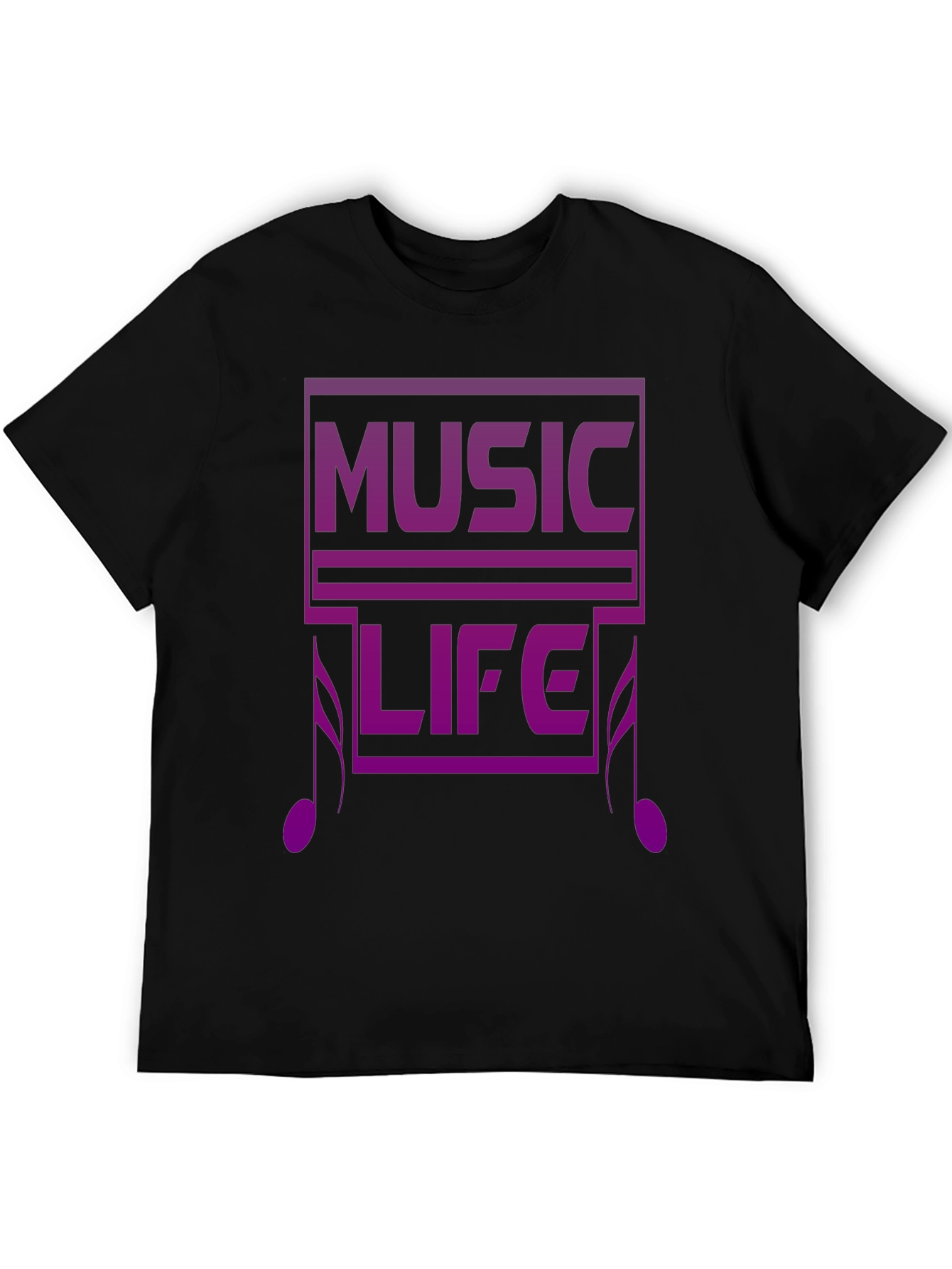Music Life Graphic Tee - Black Casual T-Shirt