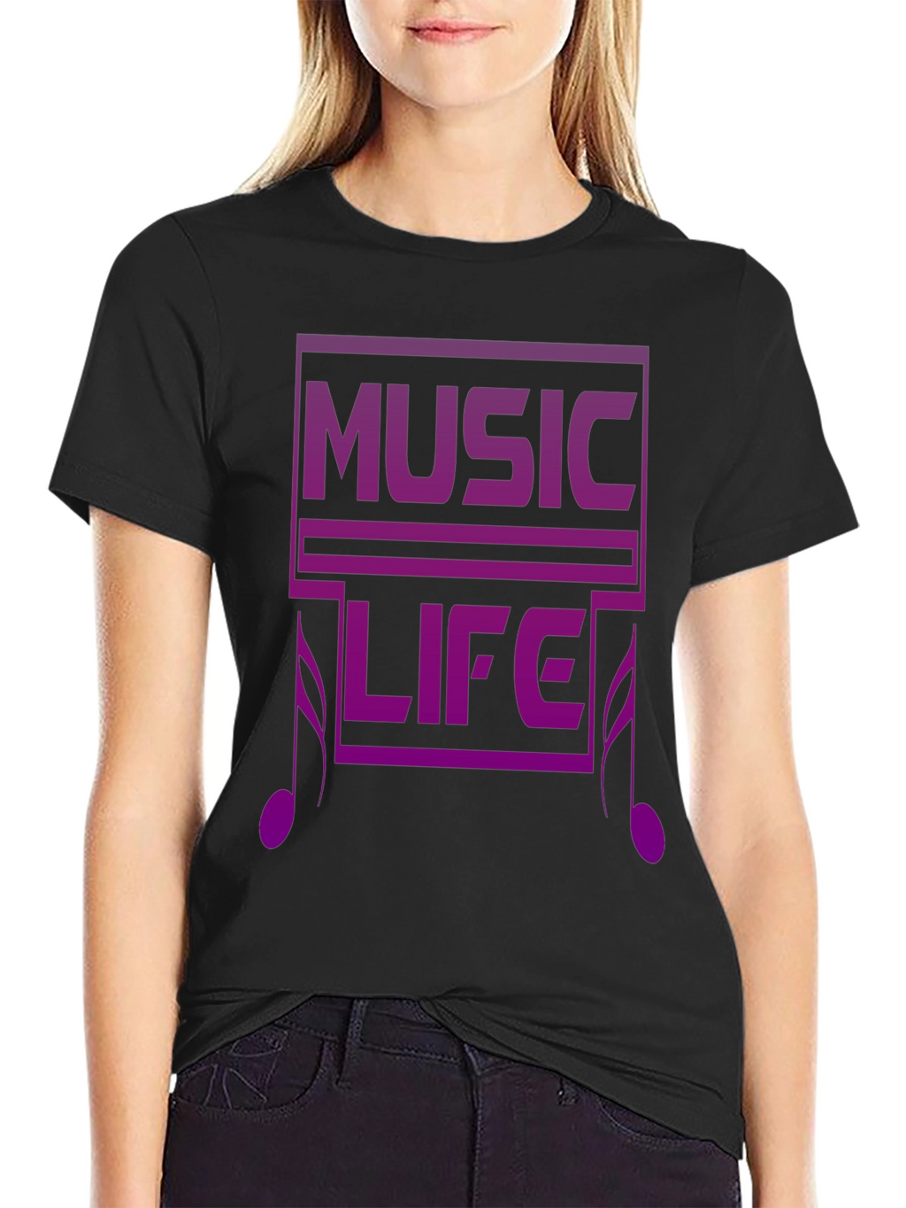 Music Life Graphic Tee - Black Casual T-Shirt