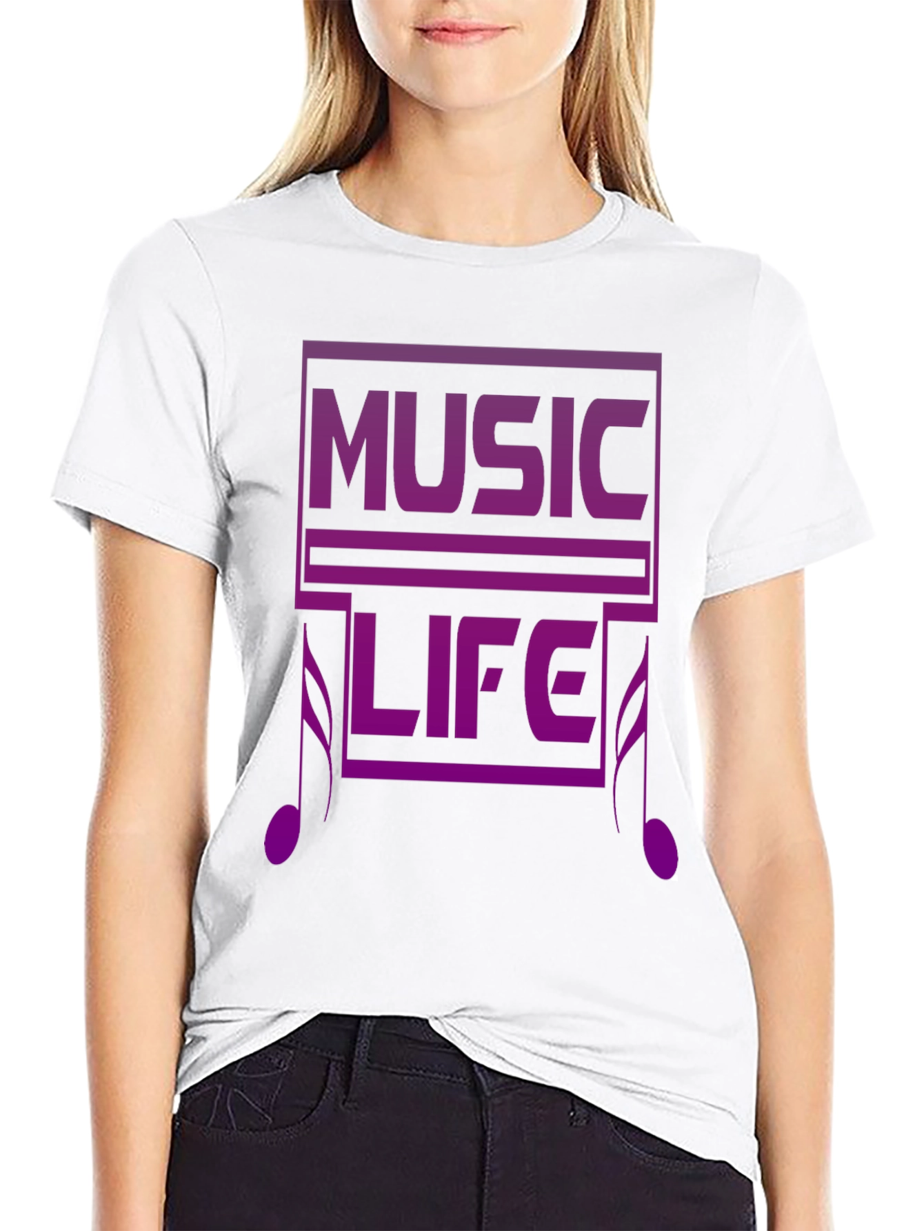 Music Life Graphic Tee - Black Casual T-Shirt
