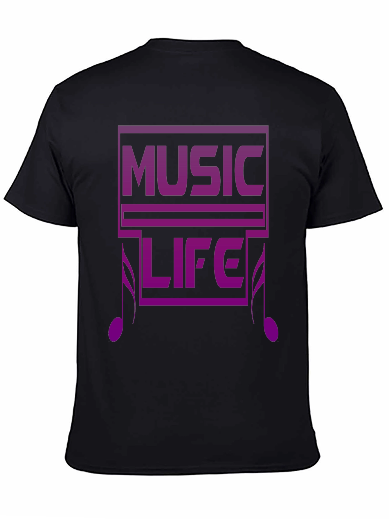 Music Life Graphic Tee - Black Casual T-Shirt