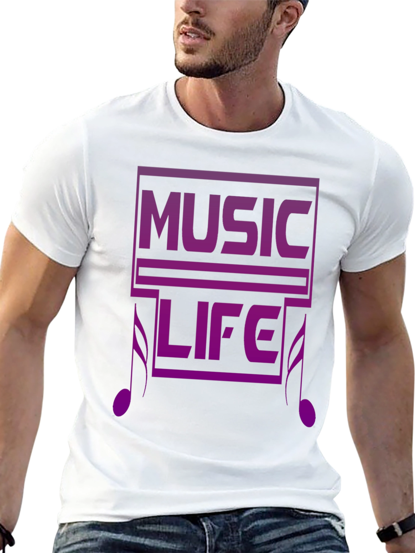 Music Life Graphic Tee - Black Casual T-Shirt