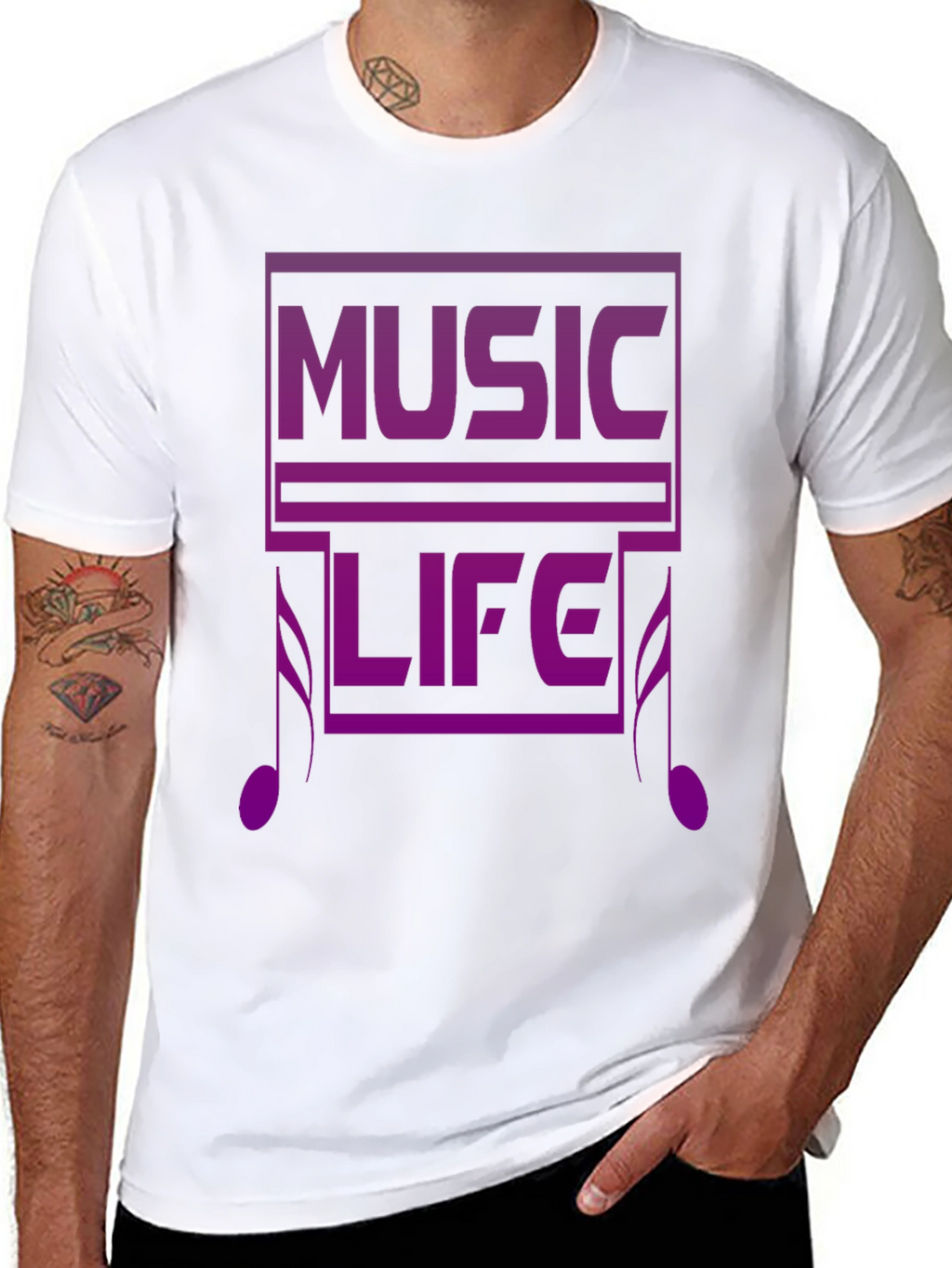 Music Life Graphic Tee - Black Casual T-Shirt