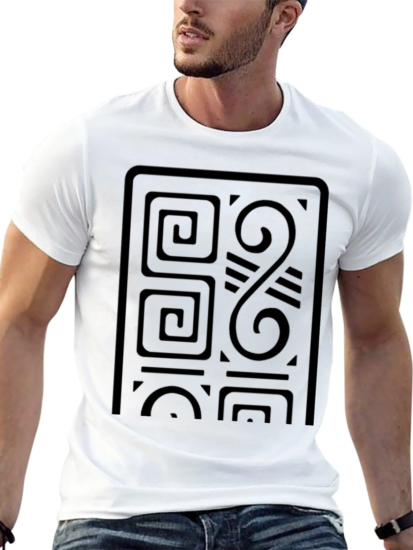 Abstract Geometric Design Black T-Shirt