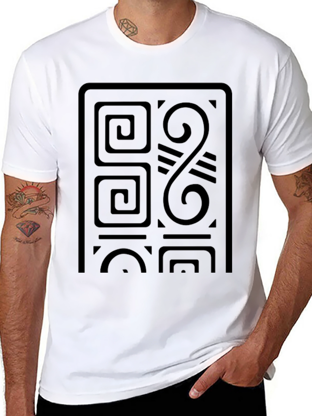 Abstract Geometric Design Black T-Shirt