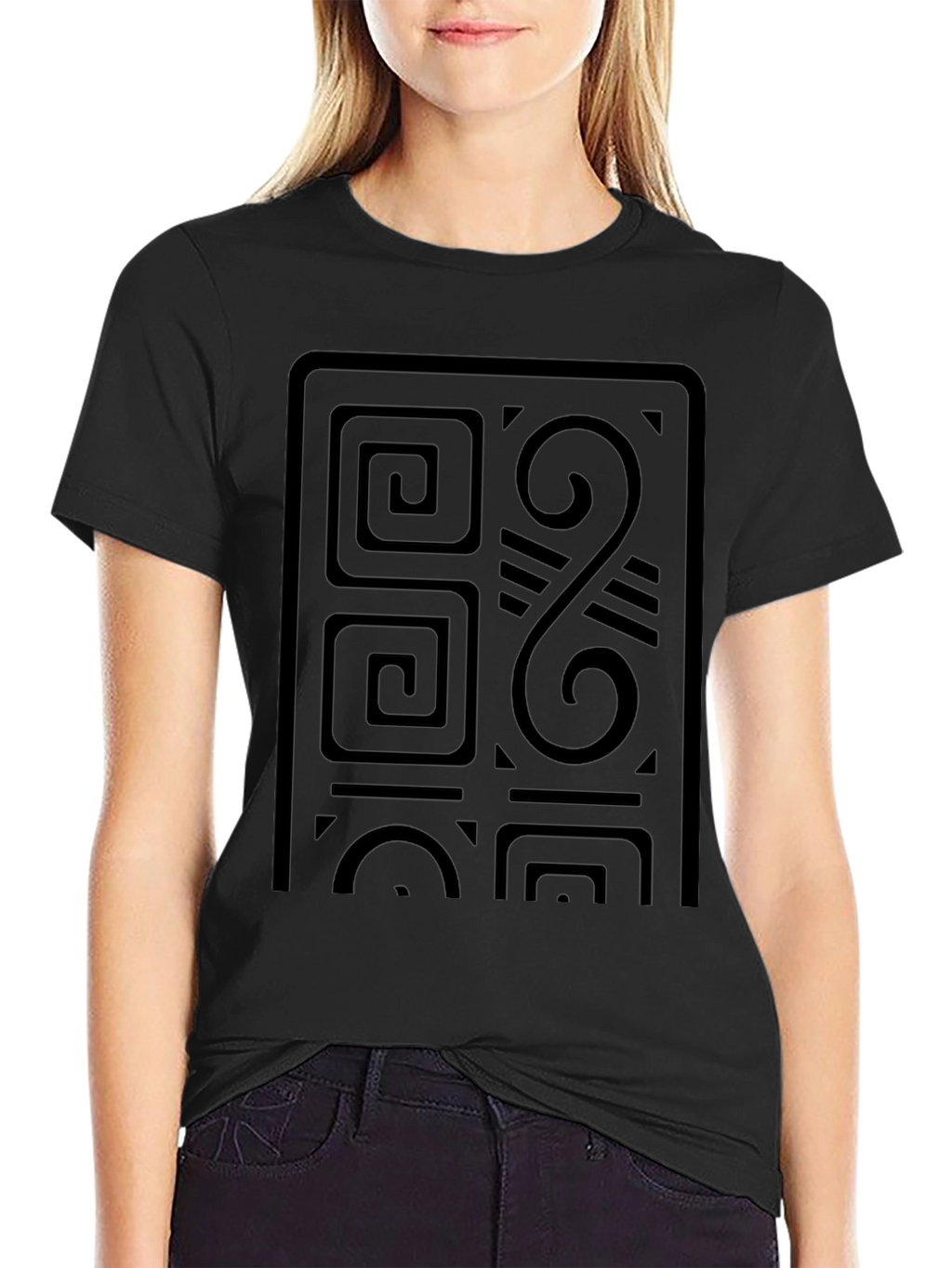 Abstract Geometric Design Black T-Shirt