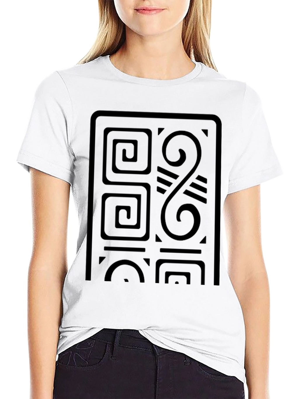 Abstract Geometric Design Black T-Shirt