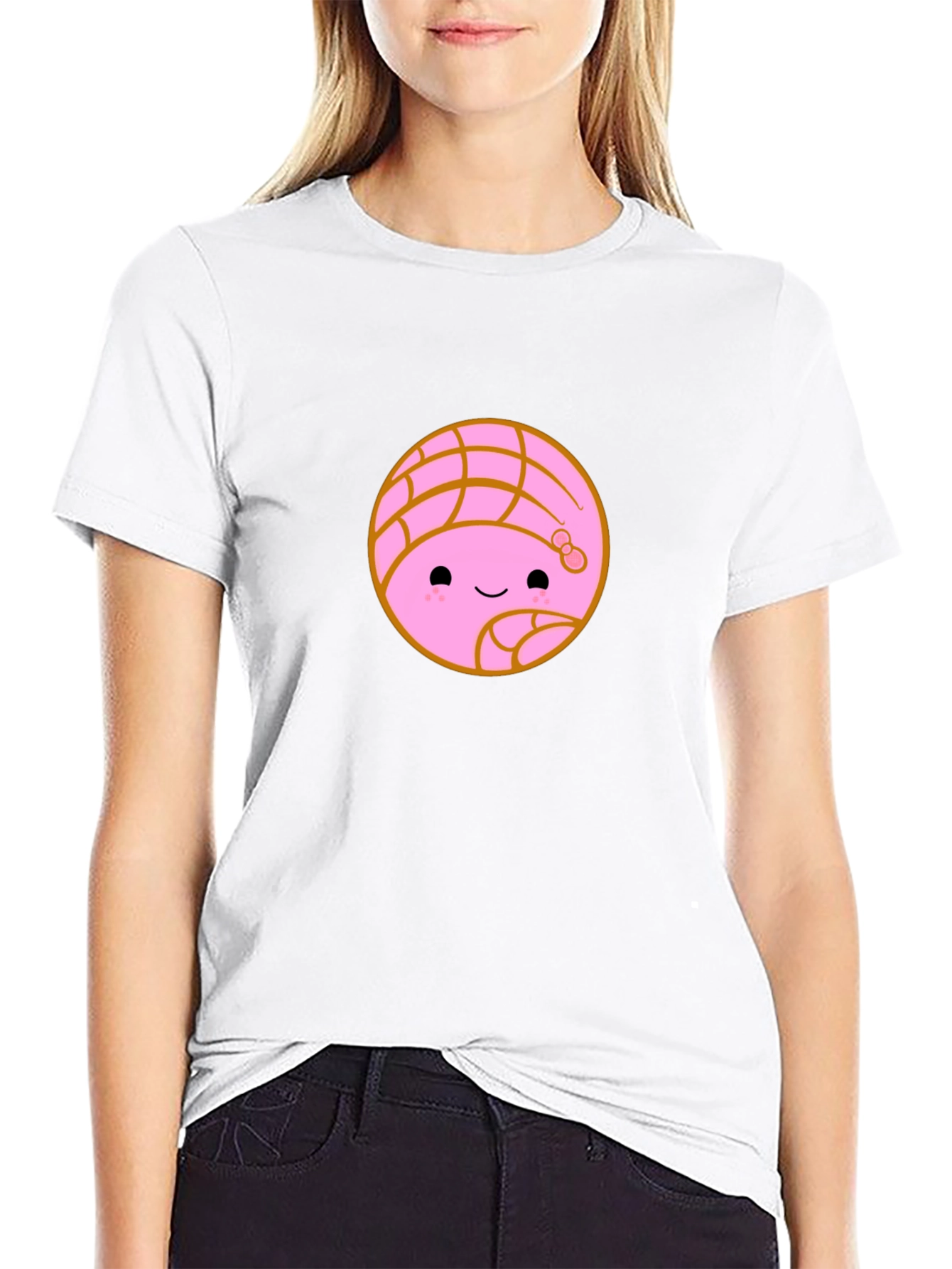 Kawaii Concha Bread Graphic Tee - Cute Mexican Pastry Shirt