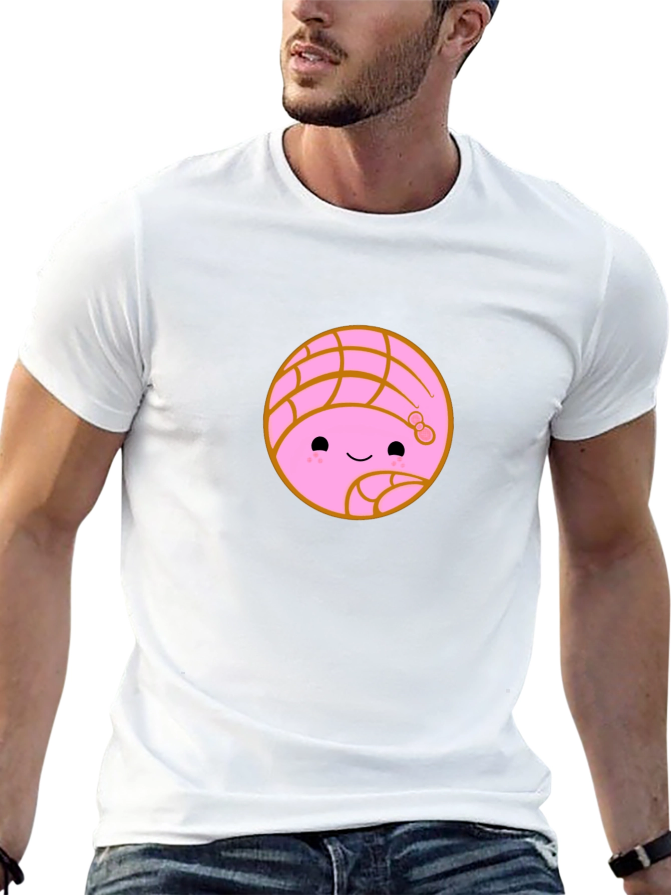 Kawaii Concha Bread Graphic Tee - Cute Mexican Pastry Shirt