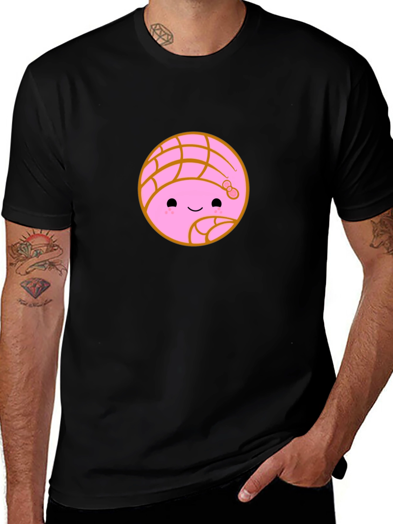 Kawaii Concha Bread Graphic Tee - Cute Mexican Pastry Shirt