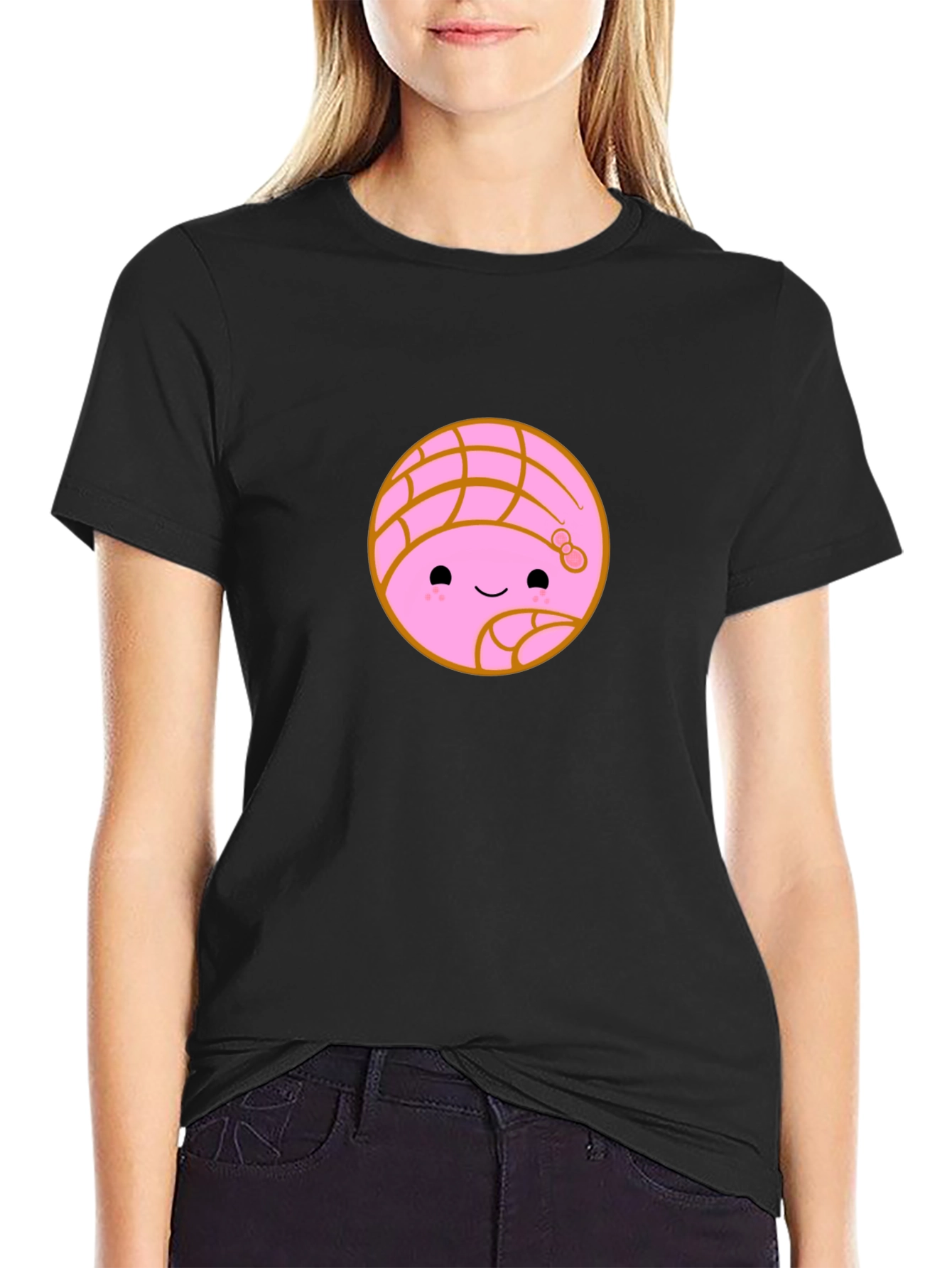 Kawaii Concha Bread Graphic Tee - Cute Mexican Pastry Shirt