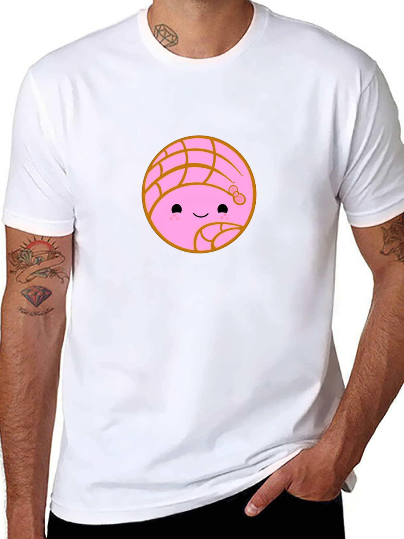Kawaii Concha Bread Graphic Tee - Cute Mexican Pastry Shirt