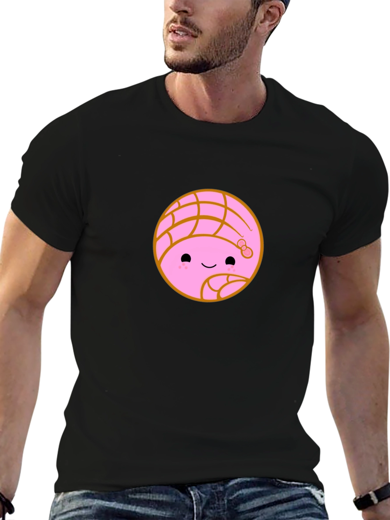 Kawaii Concha Bread Graphic Tee - Cute Mexican Pastry Shirt