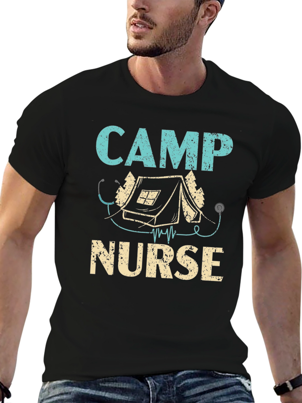 Camp Nurse T-Shirt - Camping Stethoscope
