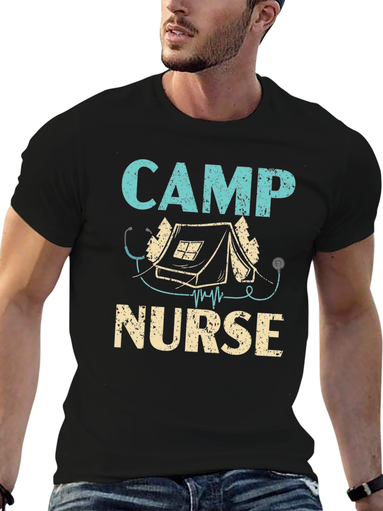 Camp Nurse T-Shirt - Camping Stethoscope