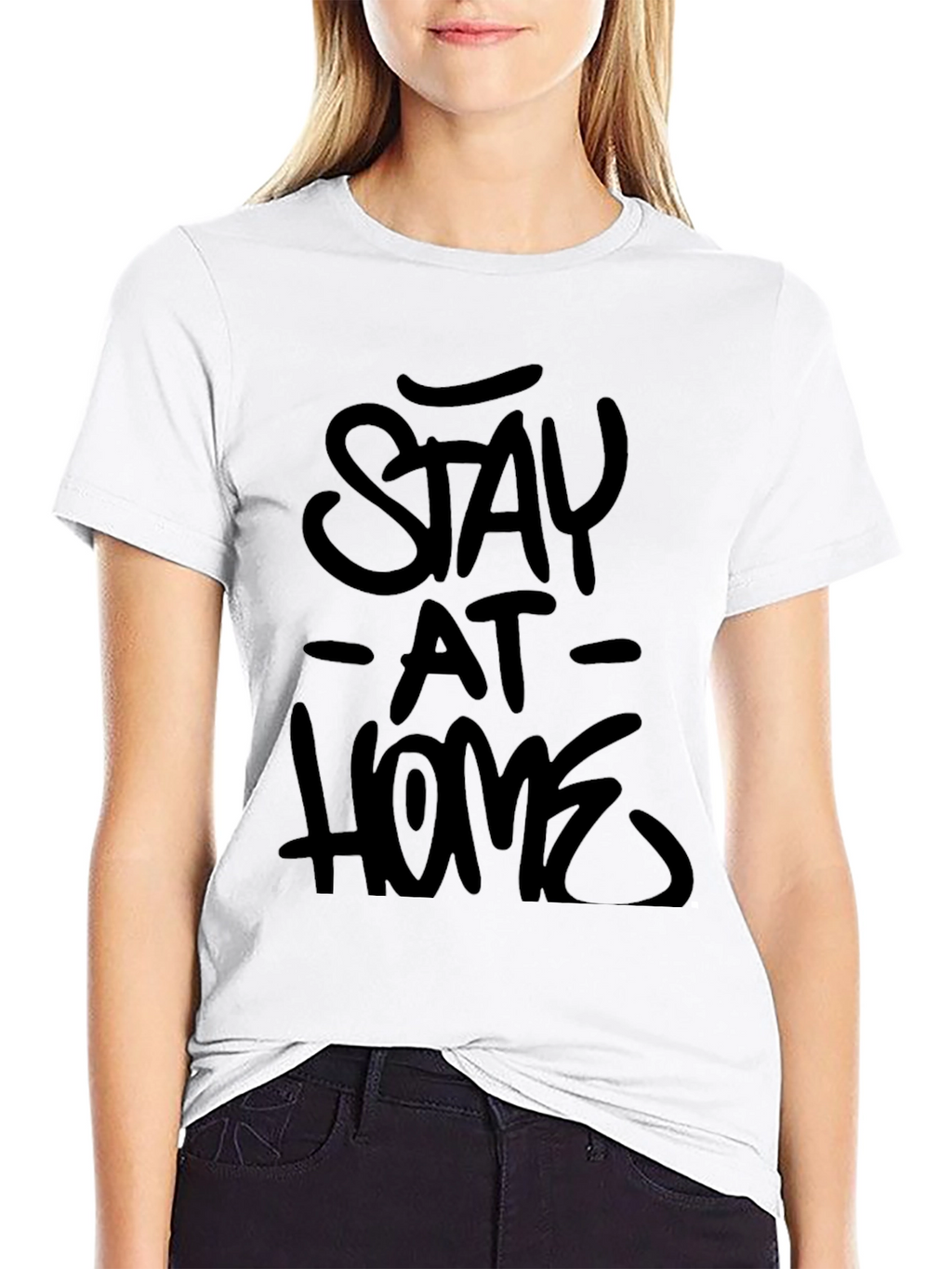 Stay At Home Graphic Tee -  Mens Black T-Shirt