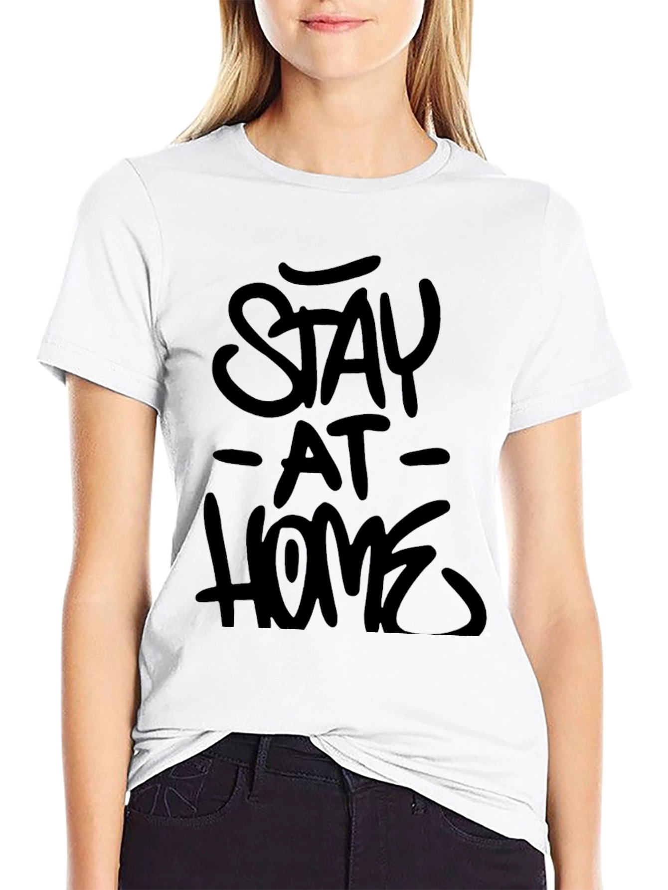 Stay At Home Graphic Tee -  Mens Black T-Shirt