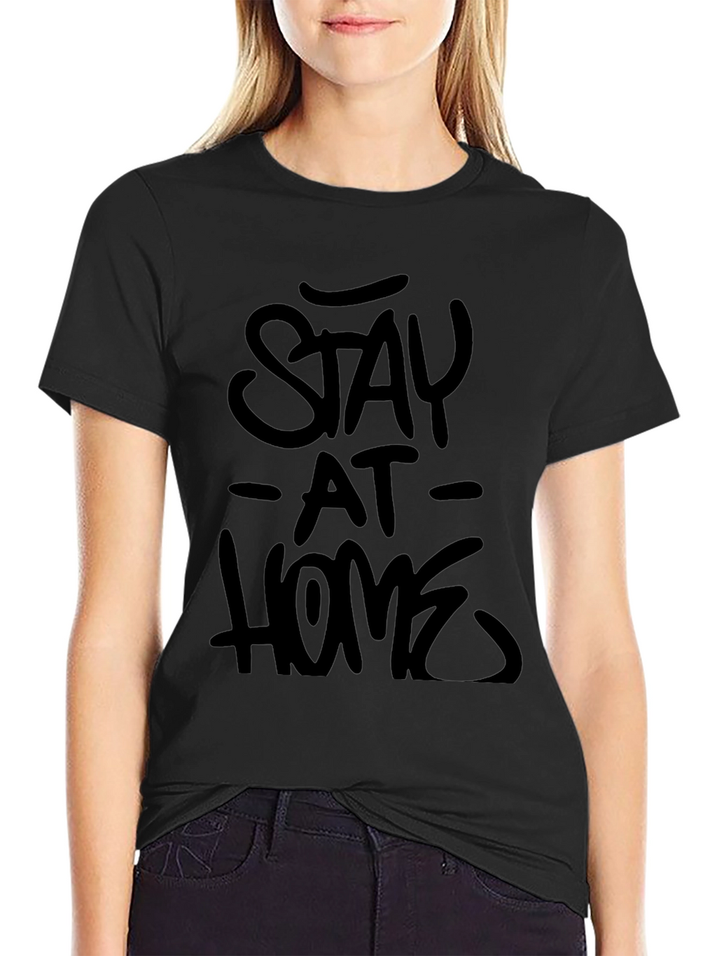 Stay At Home Graphic Tee -  Mens Black T-Shirt