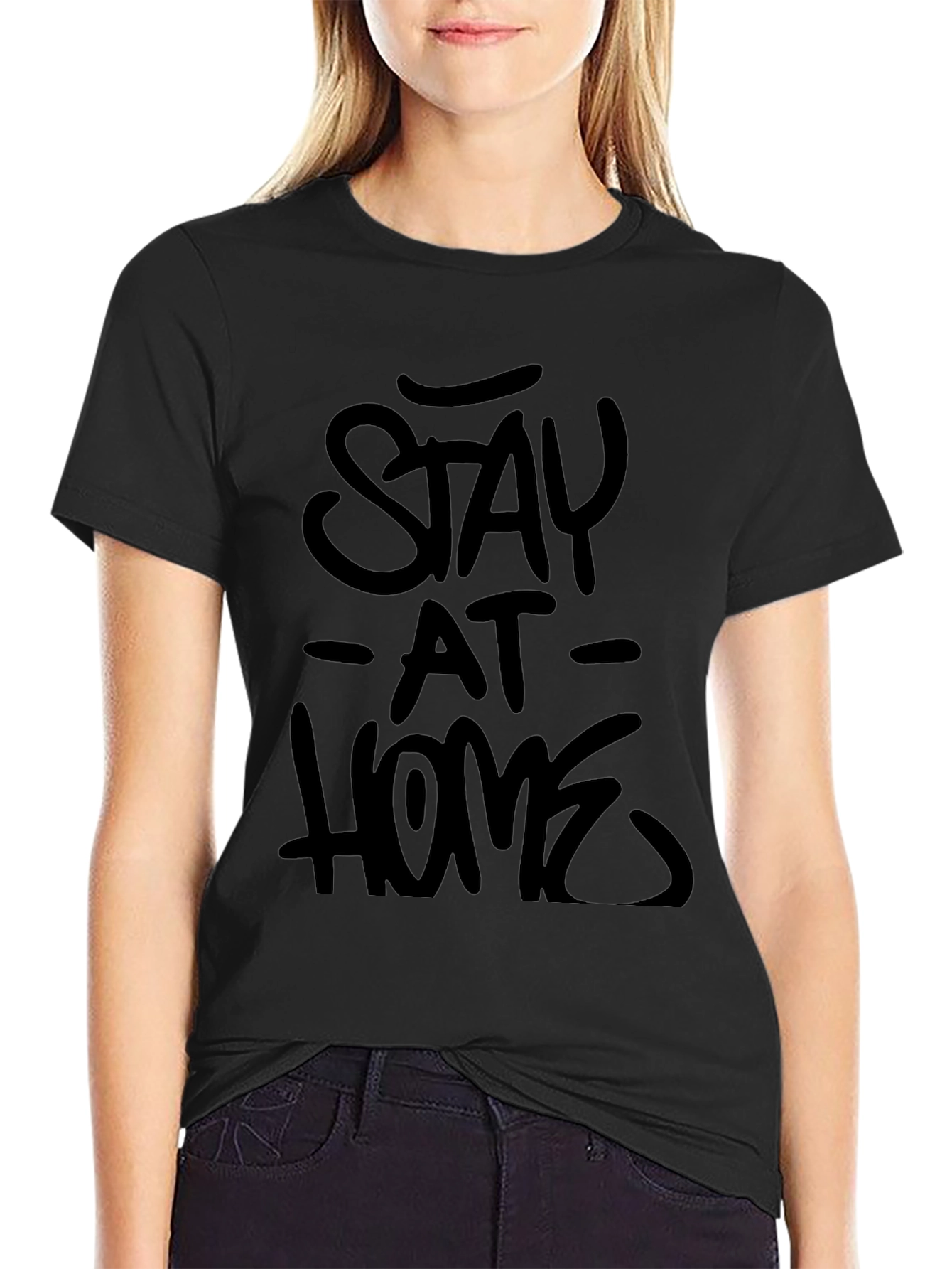 Stay At Home Graphic Tee -  Mens Black T-Shirt