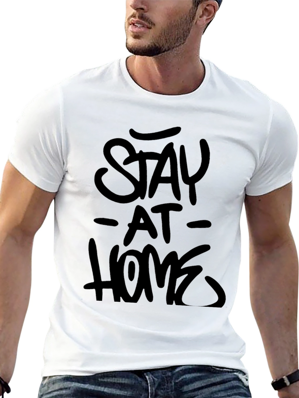 Stay At Home Graphic Tee -  Mens Black T-Shirt