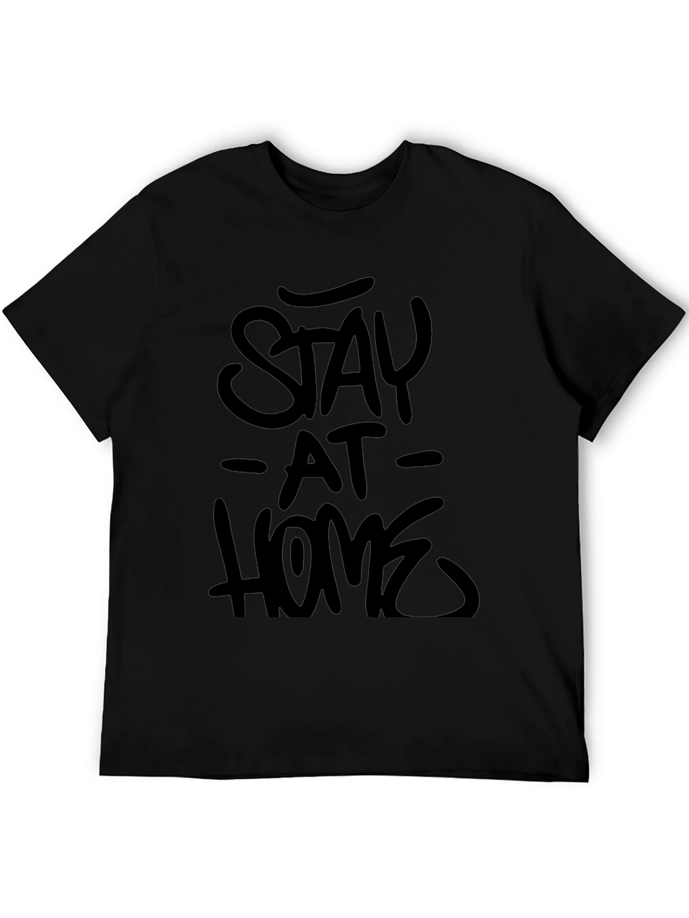 Stay At Home Graphic Tee -  Mens Black T-Shirt