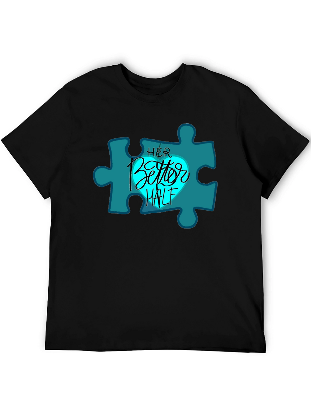 Her Better Half Matching Couples Black T-Shirt