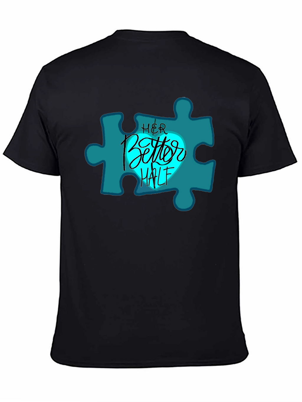 Her Better Half Matching Couples Black T-Shirt