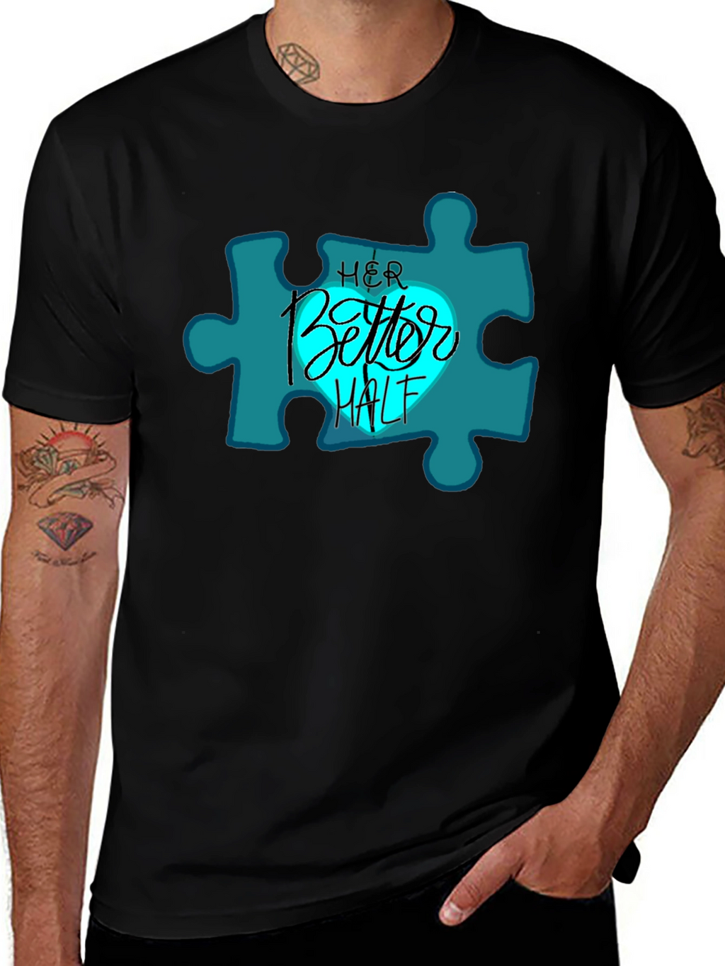 Her Better Half Matching Couples Black T-Shirt