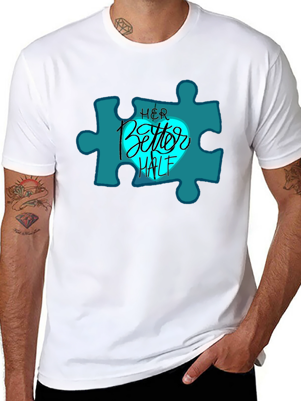 Her Better Half Matching Couples Black T-Shirt