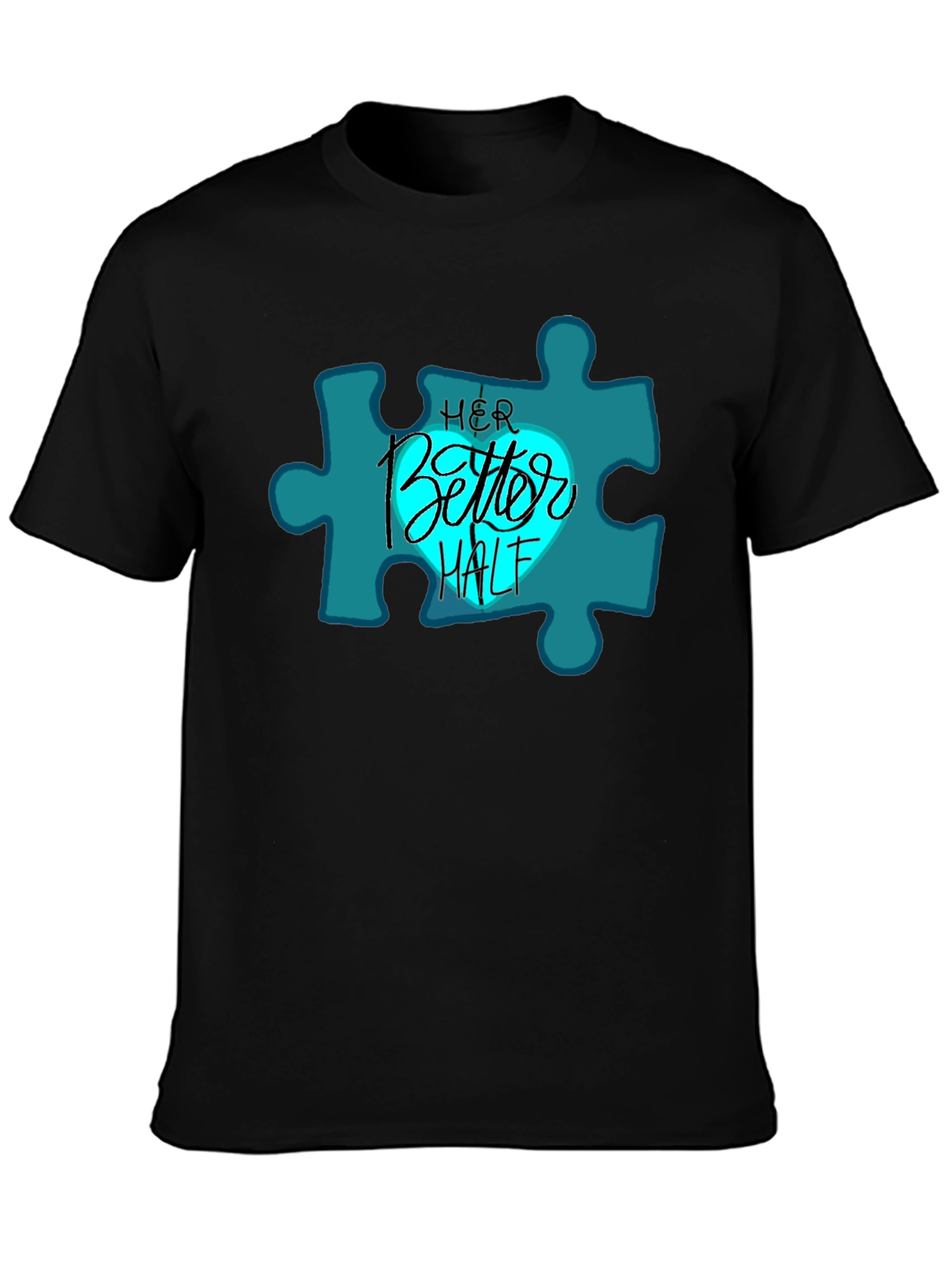 Her Better Half Matching Couples Black T-Shirt