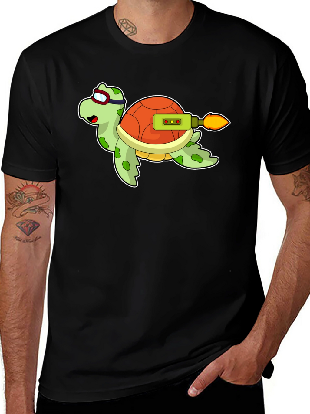 Rocket Turtle Black T-Shirt