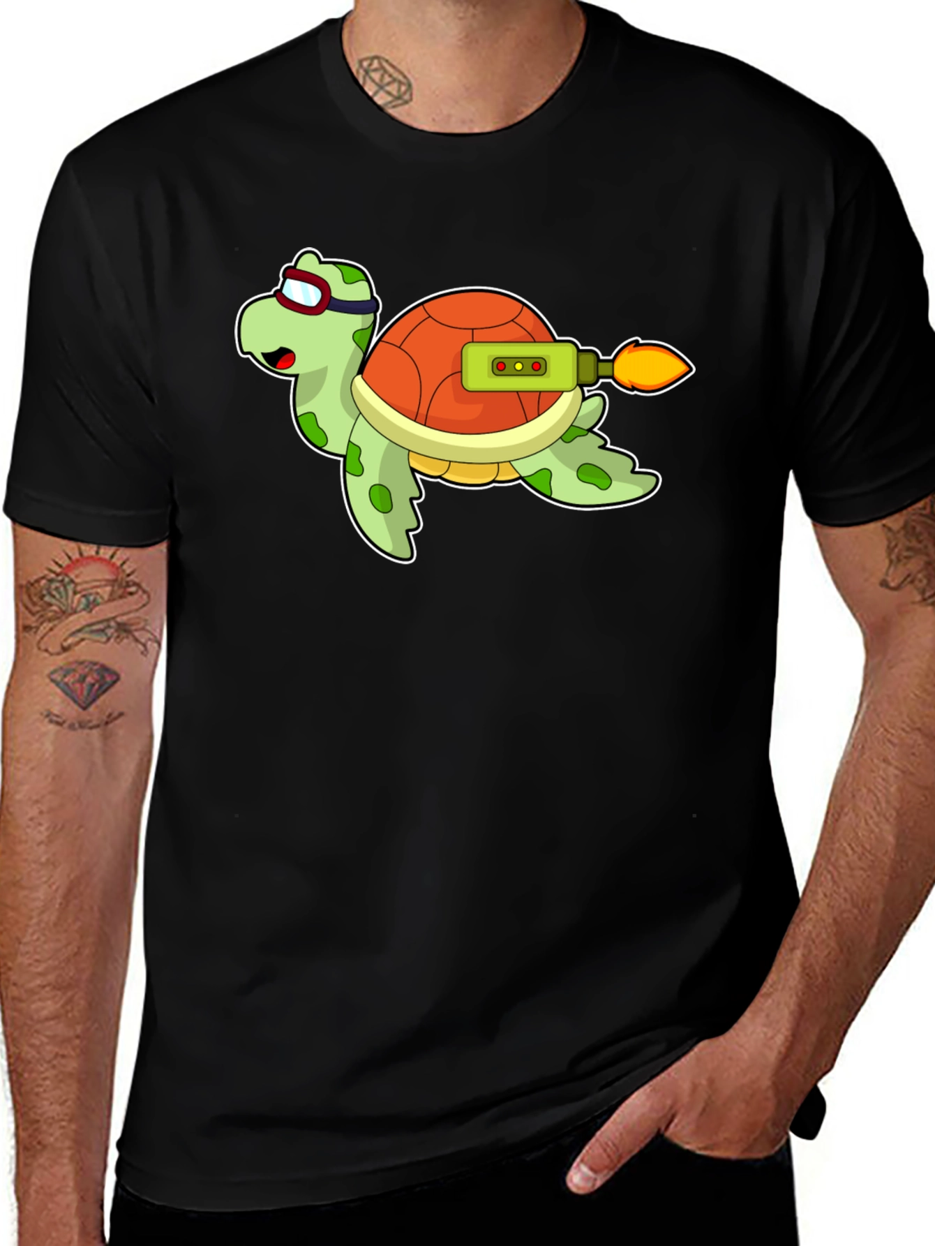 Rocket Turtle Black T-Shirt